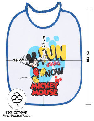 Set Asilo 3 Pezzi Topolino DISNEY Bavetta con Elastico Tovaglietta Sacca - Ye09012