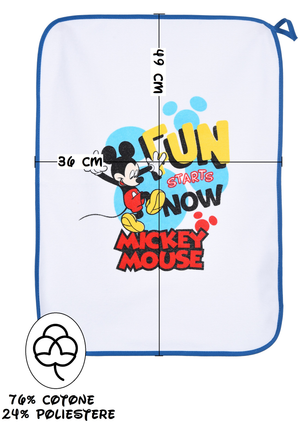 Set Asilo 3 Pezzi Topolino DISNEY Bavetta con Elastico Tovaglietta Sacca - Ye09012