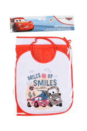 Set Asilo 3 Pezzi Cars DISNEY Bavetta con Elastico Tovaglietta Sacca - Ye09018