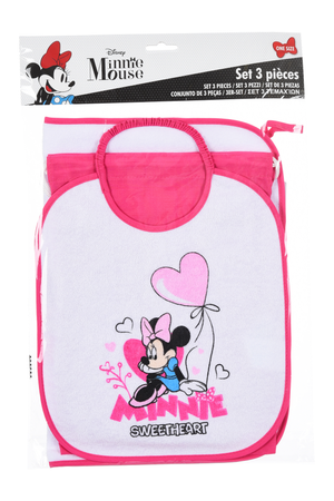 Set Asilo 3 Pezzi Minnie DISNEY Bavetta con Elastico Tovaglietta Sacca - Ye09013