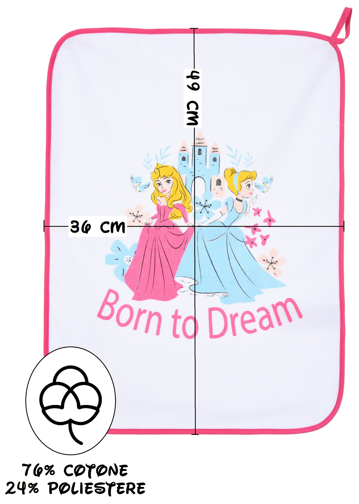 Set Asilo 3 Pezzi Principesse DISNEY Bavetta con Elastico Tovaglietta Sacca - Ye09015