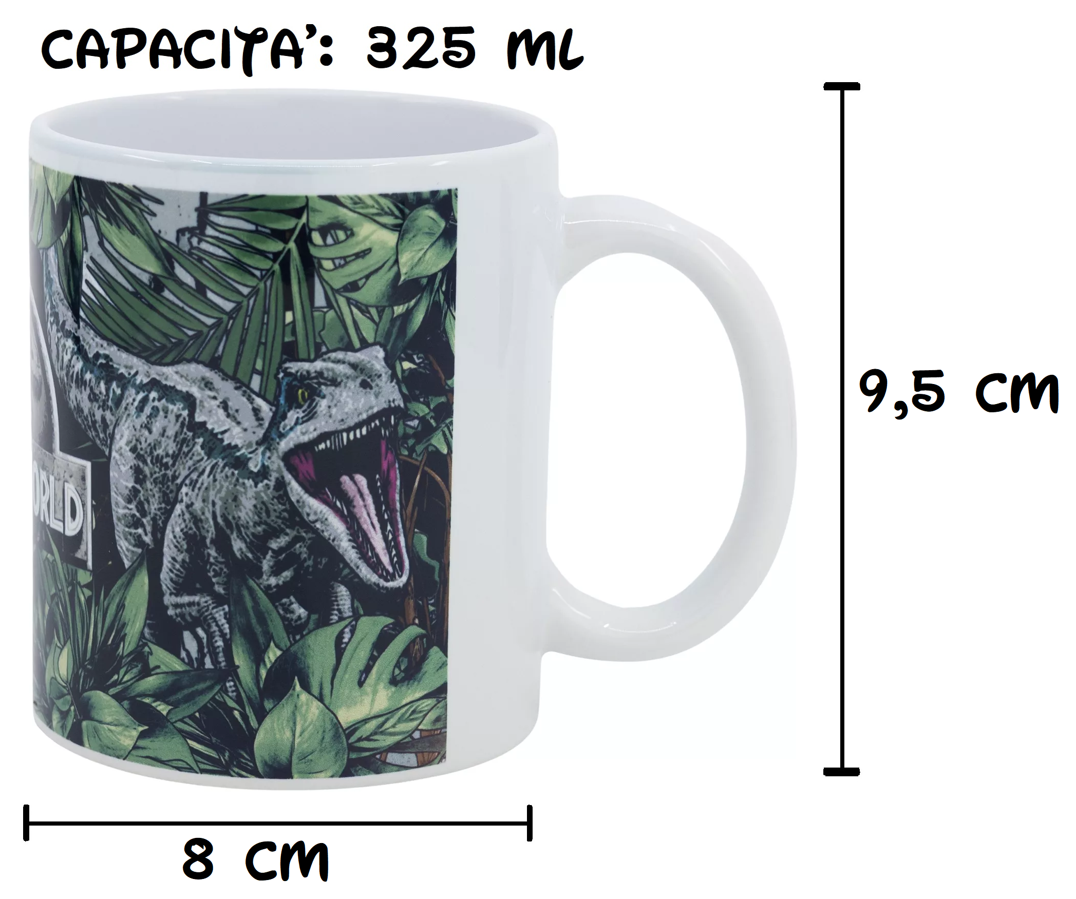 Tazza Mug Jurassic World in Ceramica Stampa Sublimatica 325 Ml in Confezione - 99005