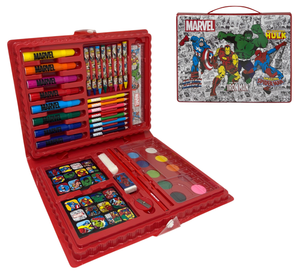 Valigetta 65 Pezzi Avengers MARVEL Scatola Colori Cancelleria Stickers per Bambini - 0840