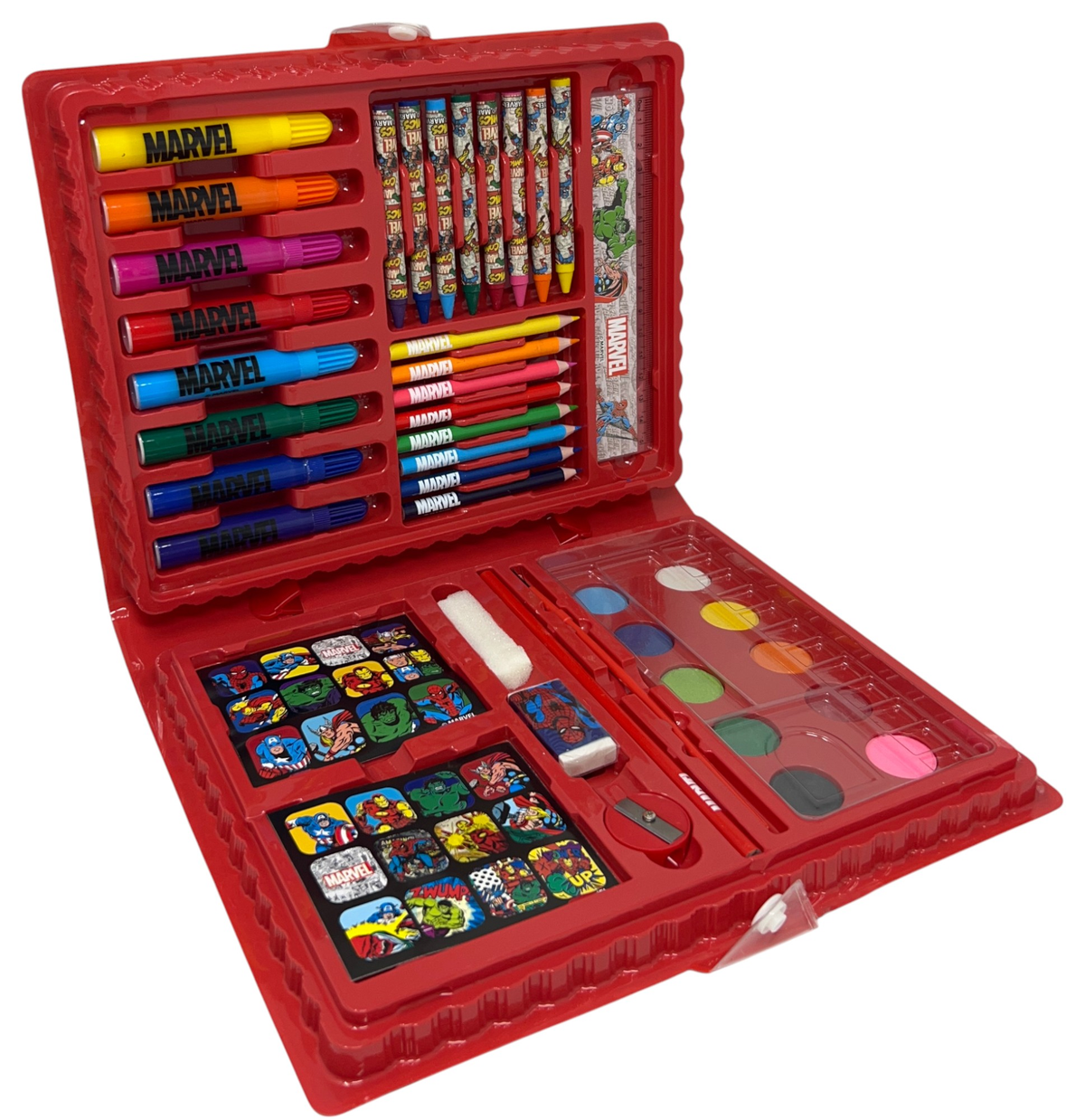 Valigetta 65 Pezzi Avengers MARVEL Scatola Colori Cancelleria Stickers per Bambini - 0840