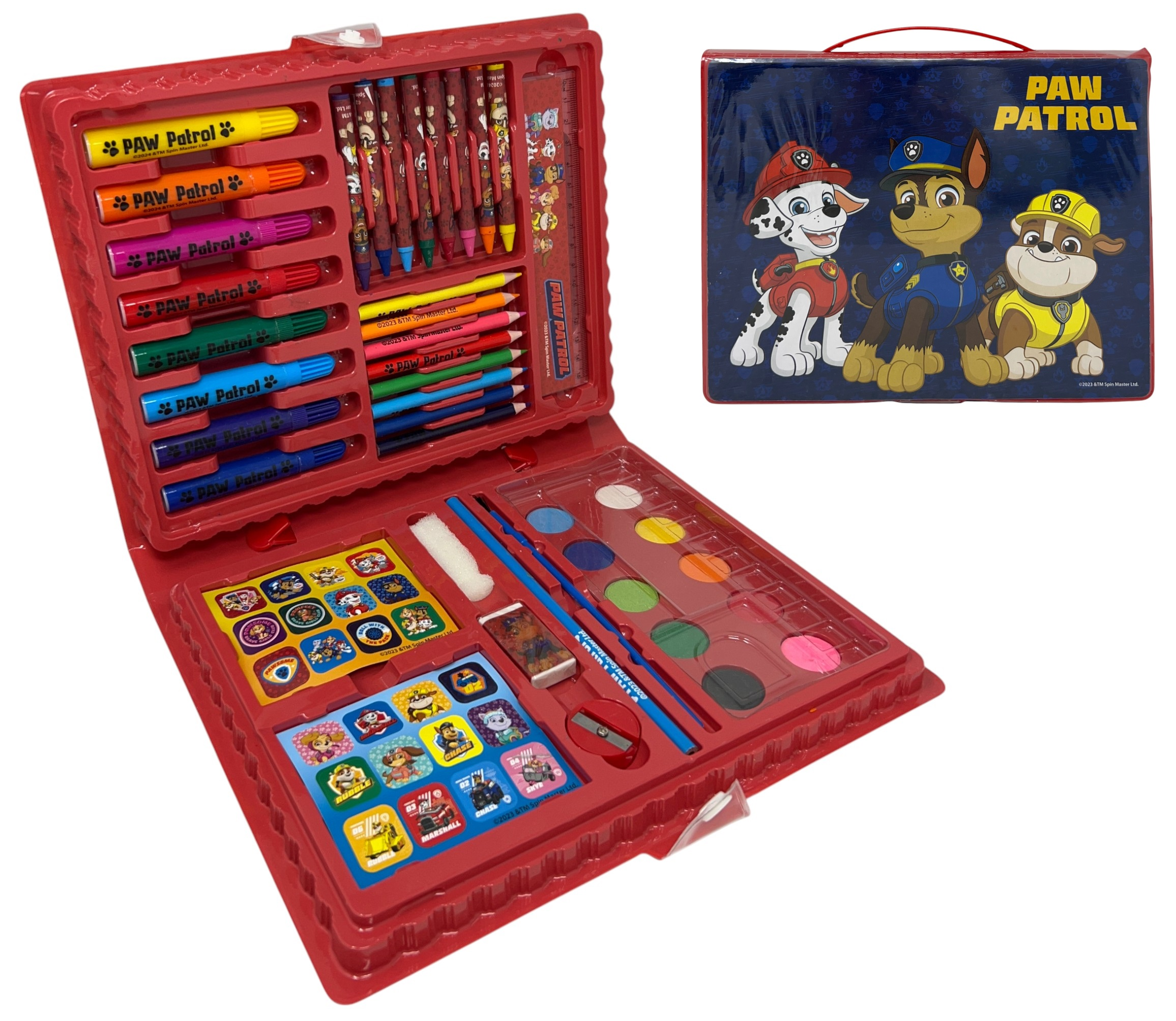 Valigetta 65 Pezzi Paw Patrol Scatola Colori Cancelleria Stickers per Bambini - 0841