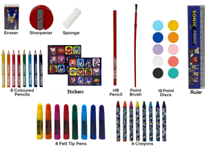 Valigetta 65 Pezzi Sonic Prime Scatola Colori Cancelleria Stickers per Bambini - 0842