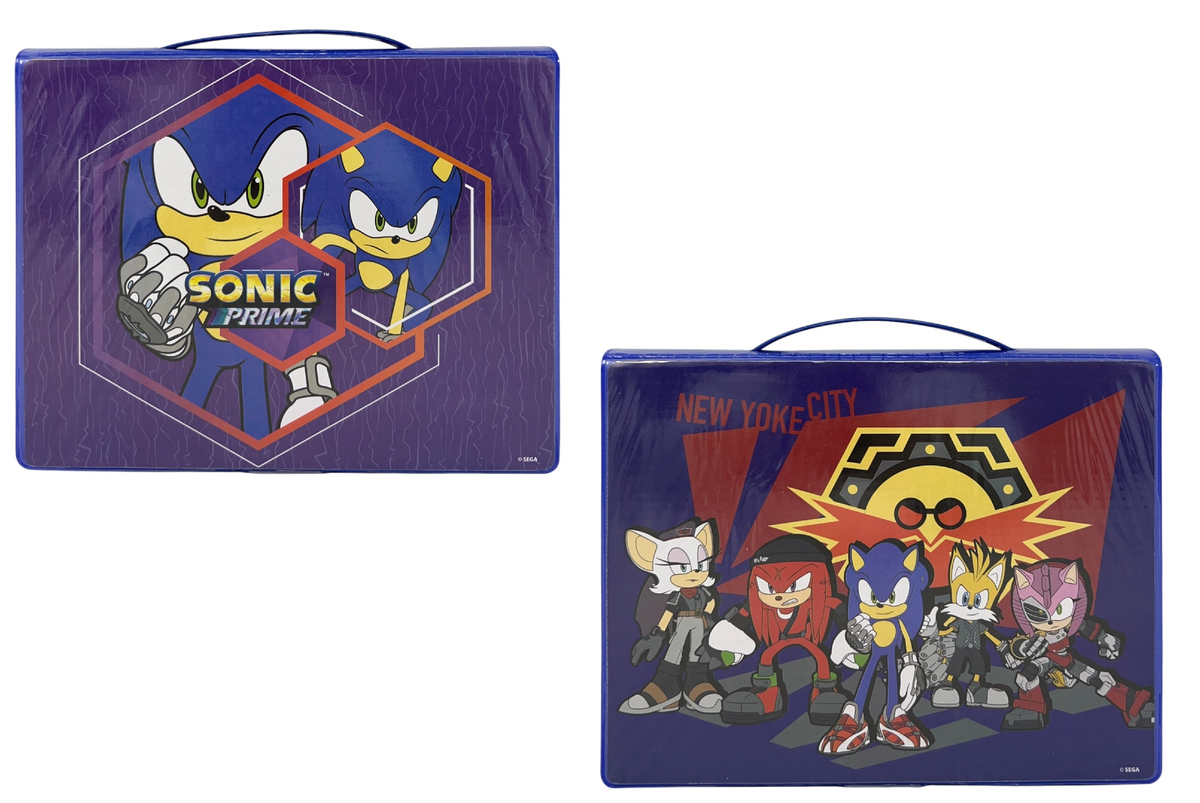Valigetta 65 Pezzi Sonic Prime Scatola Colori Cancelleria Stickers per Bambini - 0842