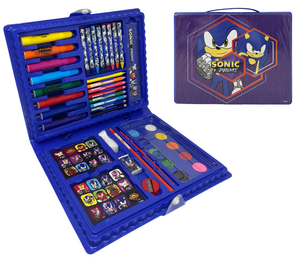 Valigetta 65 Pezzi Sonic Prime Scatola Colori Cancelleria Stickers per Bambini - 0842