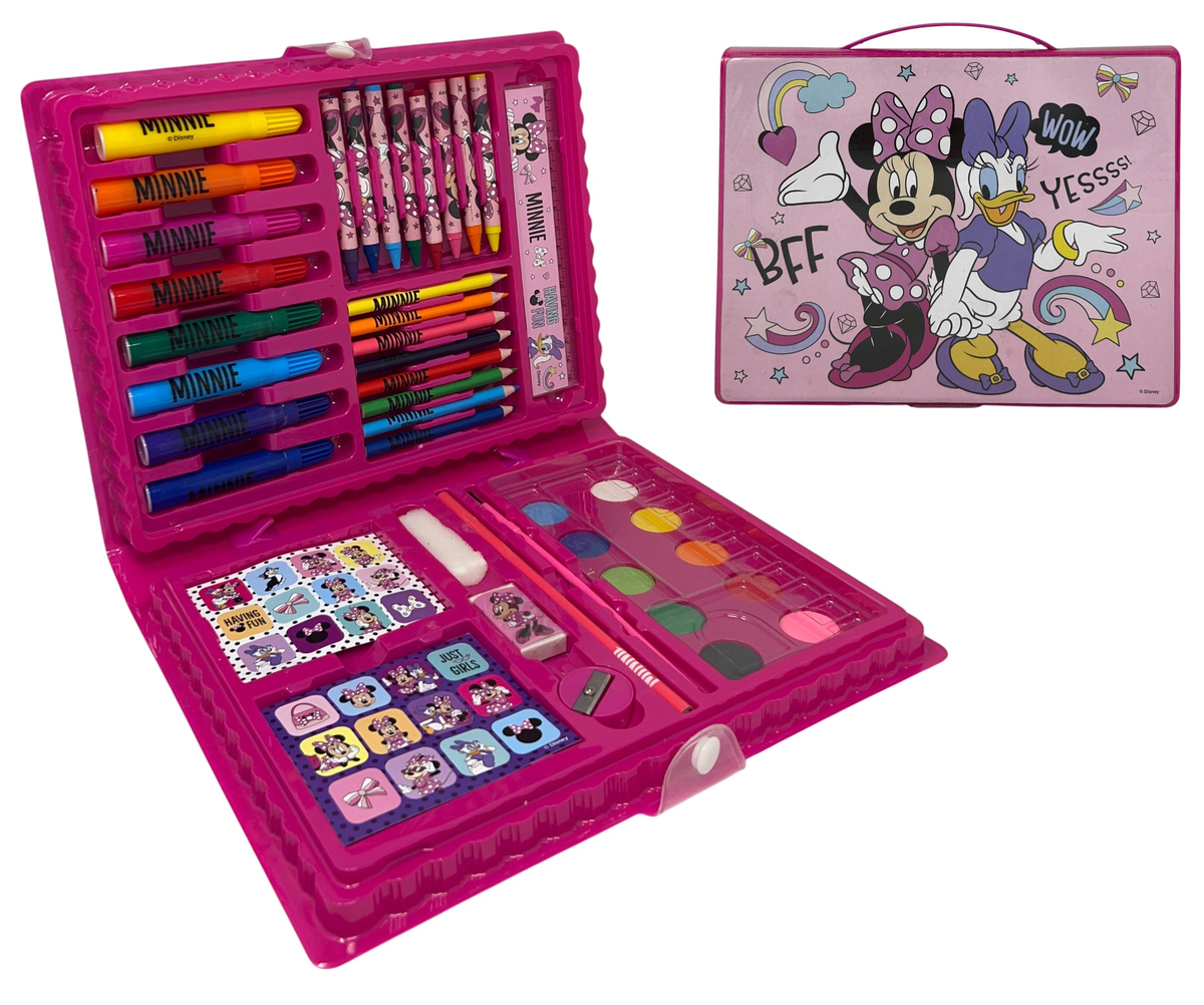 Valigetta 65 Pezzi Minnie DISNEY Scatola Colori Cancelleria Stickers per Bambini - 0843