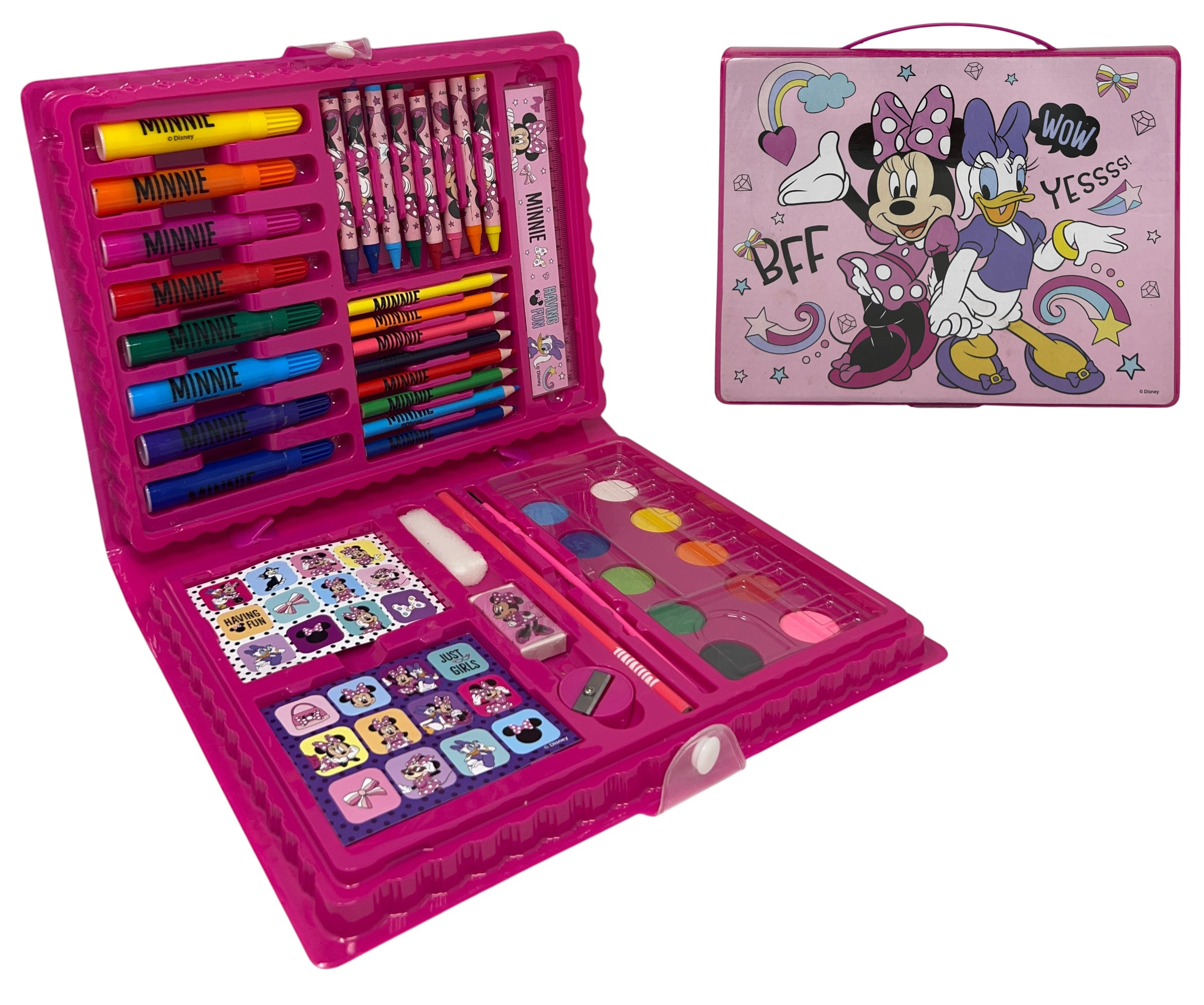 Valigetta 65 Pezzi Minnie DISNEY Scatola Colori Cancelleria Stickers per Bambini - 0843
