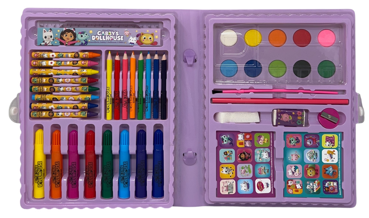Valigetta 65 Pezzi Gabby's Dollhouse Scatola Colori Cancelleria Stickers per Bambini - 0844