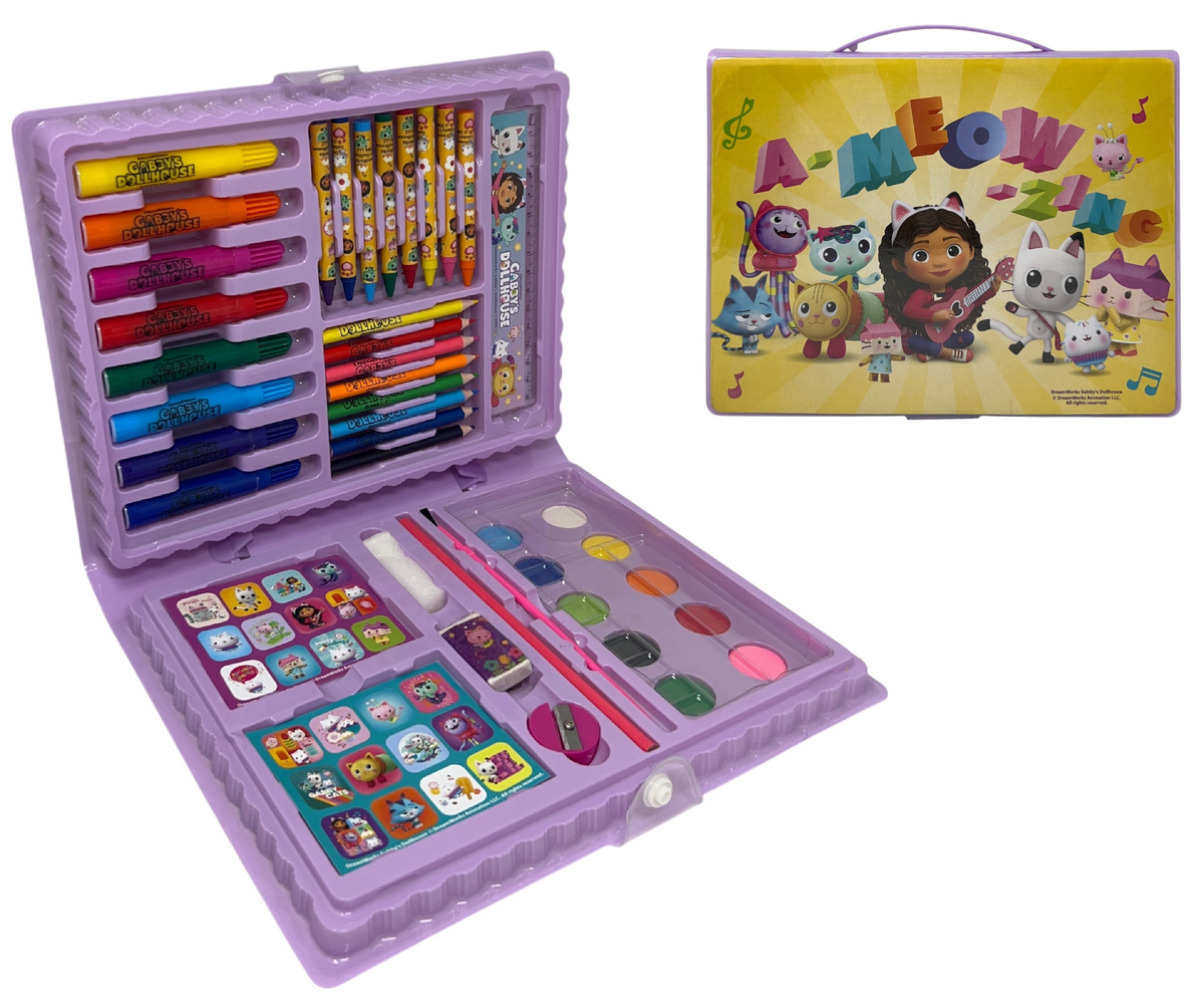 Valigetta 65 Pezzi Gabby's Dollhouse Scatola Colori Cancelleria Stickers per Bambini - 0844