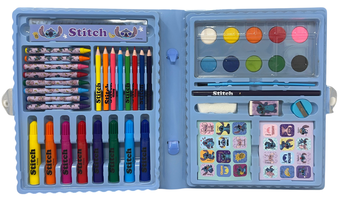 Valigetta 65 Pezzi Stitch DISNEY Scatola Colori Cancelleria Stickers per Bambini - 0845
