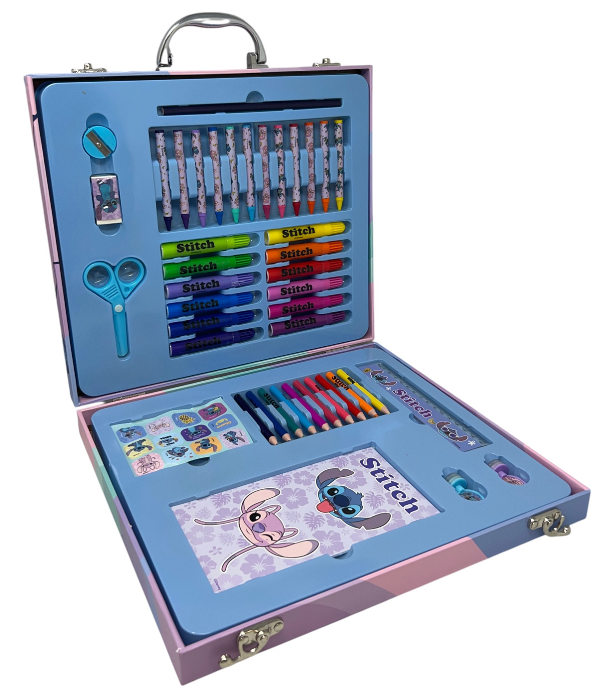 Valigetta 55 Pezzi Stitch DISNEY Scatola Colori Cancelleria Stickers per Bambini - 1236