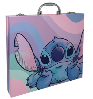 Valigetta 55 Pezzi Stitch DISNEY Scatola Colori Cancelleria Stickers per Bambini - 1236