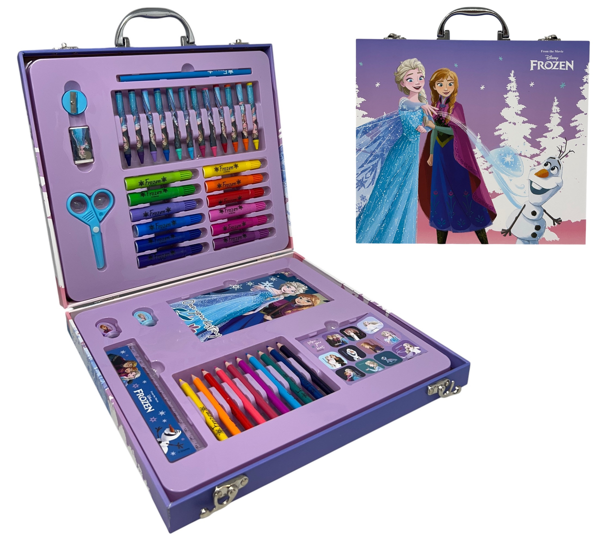 Valigetta 55 Pezzi Frozen DISNEY Scatola Colori Cancelleria Stickers per Bambini - 1237