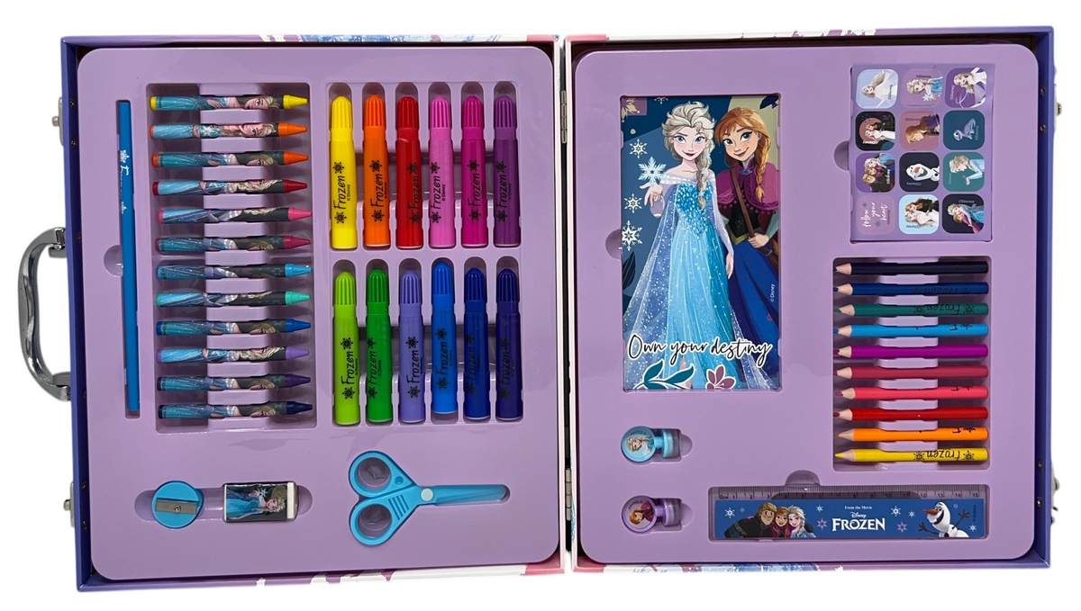 Valigetta 55 Pezzi Frozen DISNEY Scatola Colori Cancelleria Stickers per Bambini - 1237