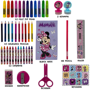 Valigetta 55 Pezzi Minnie DISNEY Scatola Colori Cancelleria Stickers per Bambini - 1238