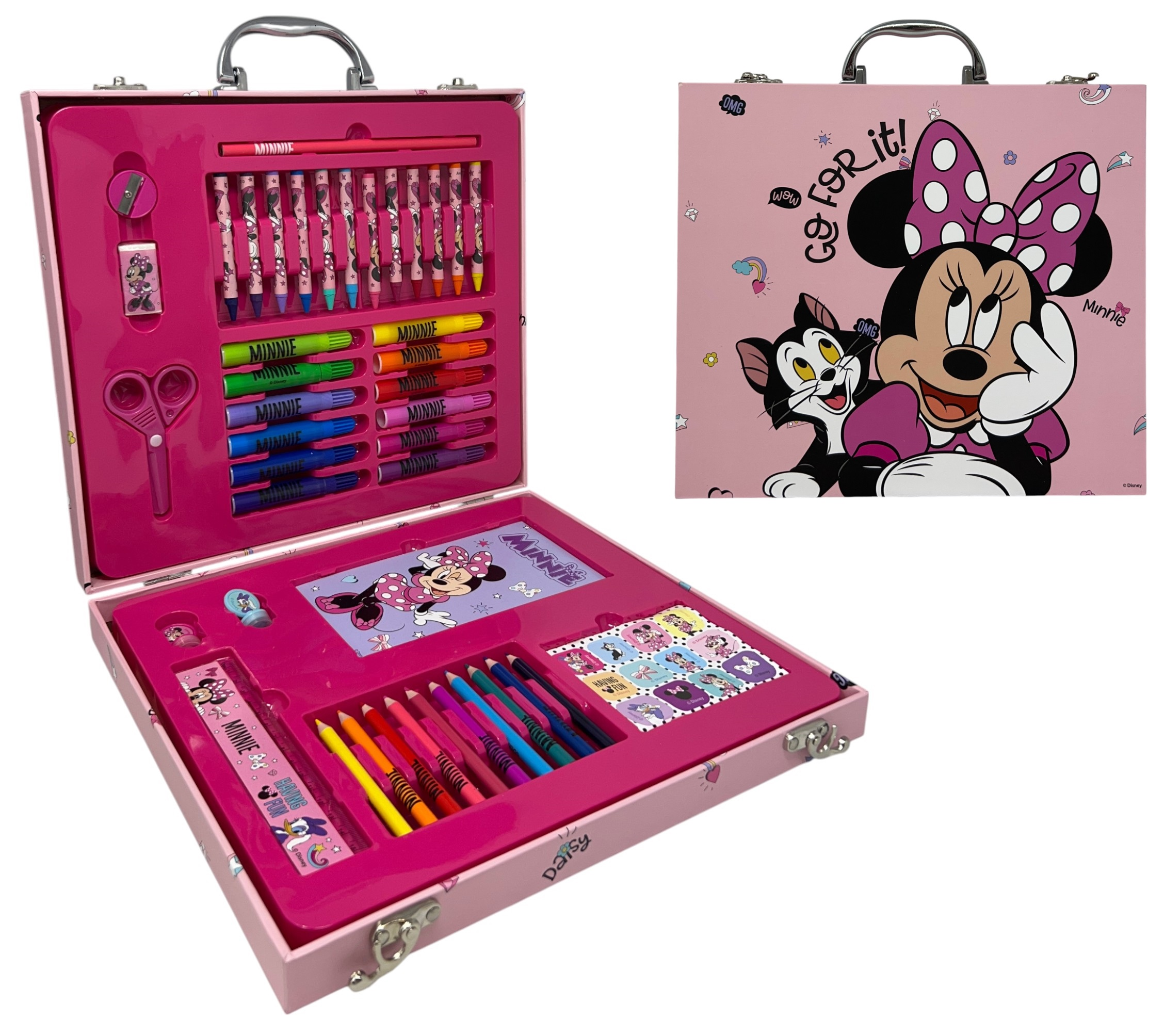 Valigetta 55 Pezzi Minnie DISNEY Scatola Colori Cancelleria Stickers per Bambini - 1238