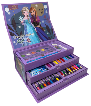 Colori Frozen DISNEY Pennarelli Acquerelli e Pastelli Scatola 52 Pezzi con Cassetti - 0830