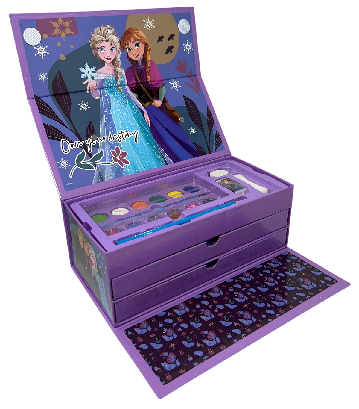 Colori Frozen DISNEY Pennarelli Acquerelli e Pastelli Scatola 52 Pezzi con Cassetti - 0830
