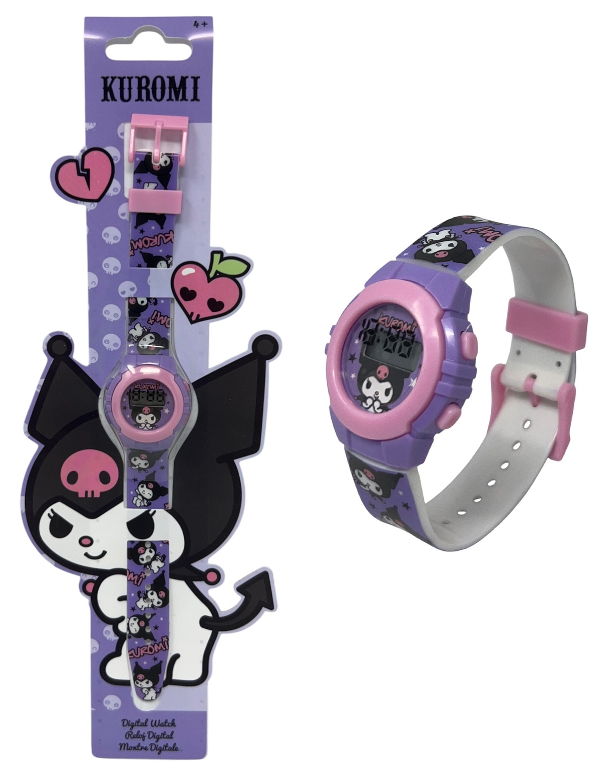 Orologio da Polso Digitale Kuromi Hello Kitty in Confezione Sagomata - Ku00002