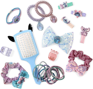 Set Accessori Capelli Stitch e Angel DISNEY 24 Pezzi Spazzola Elastici Mollette - St00101