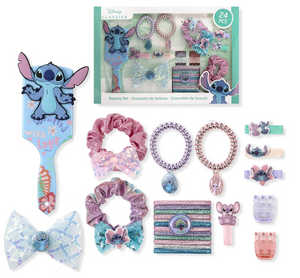 Set Accessori Capelli Stitch e Angel DISNEY 24 Pezzi Spazzola Elastici Mollette - St00101