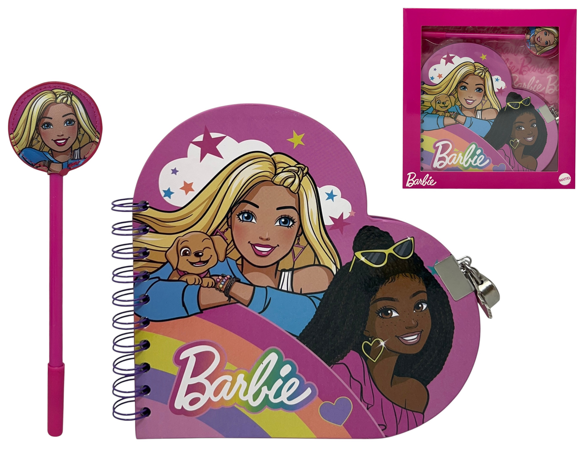 Diario con Penna Barbie Agenda a Forma di Cuore con Lucchetto - 07711
