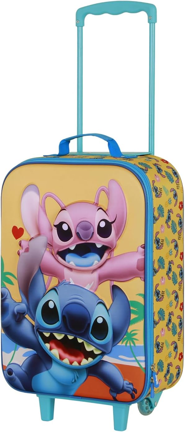 Trolley da Viaggio Stitch Angel DISNEY Valigia Morbida in Tessuto con Manico Allungabile - 08813