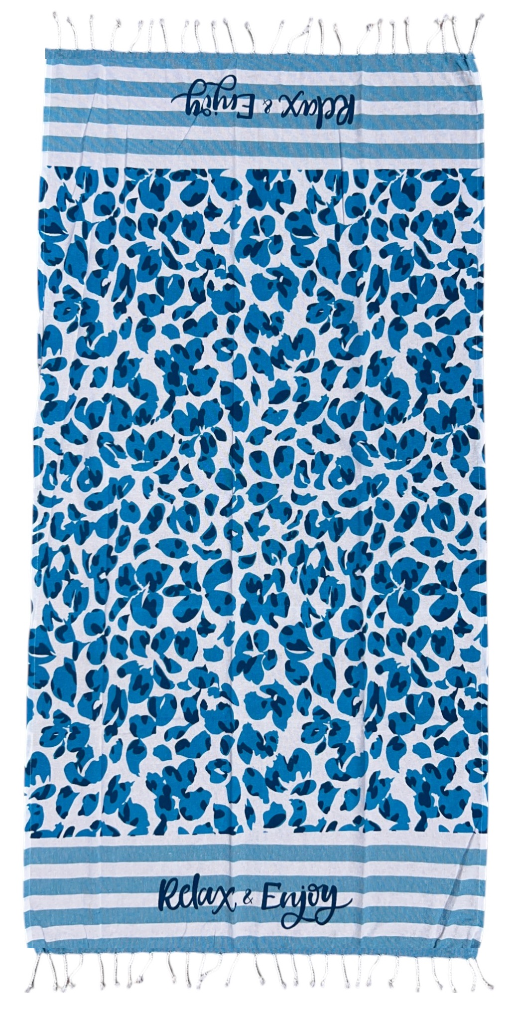 Telo Mare con Frange 190 X 70 CM Asciugamo in Misto Cotone Accessorio Spiaggia Piscina