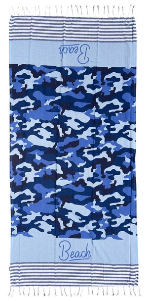 Telo Mare con Frange 190 X 70 CM Asciugamo in Misto Cotone Accessorio Spiaggia Piscina