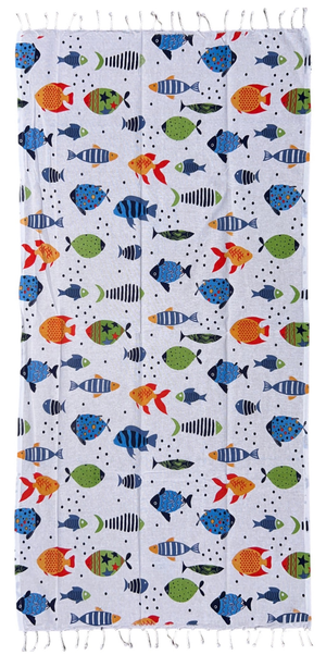 Telo Mare con Frange 190 X 70 CM Asciugamo in Misto Cotone Accessorio Spiaggia Piscina