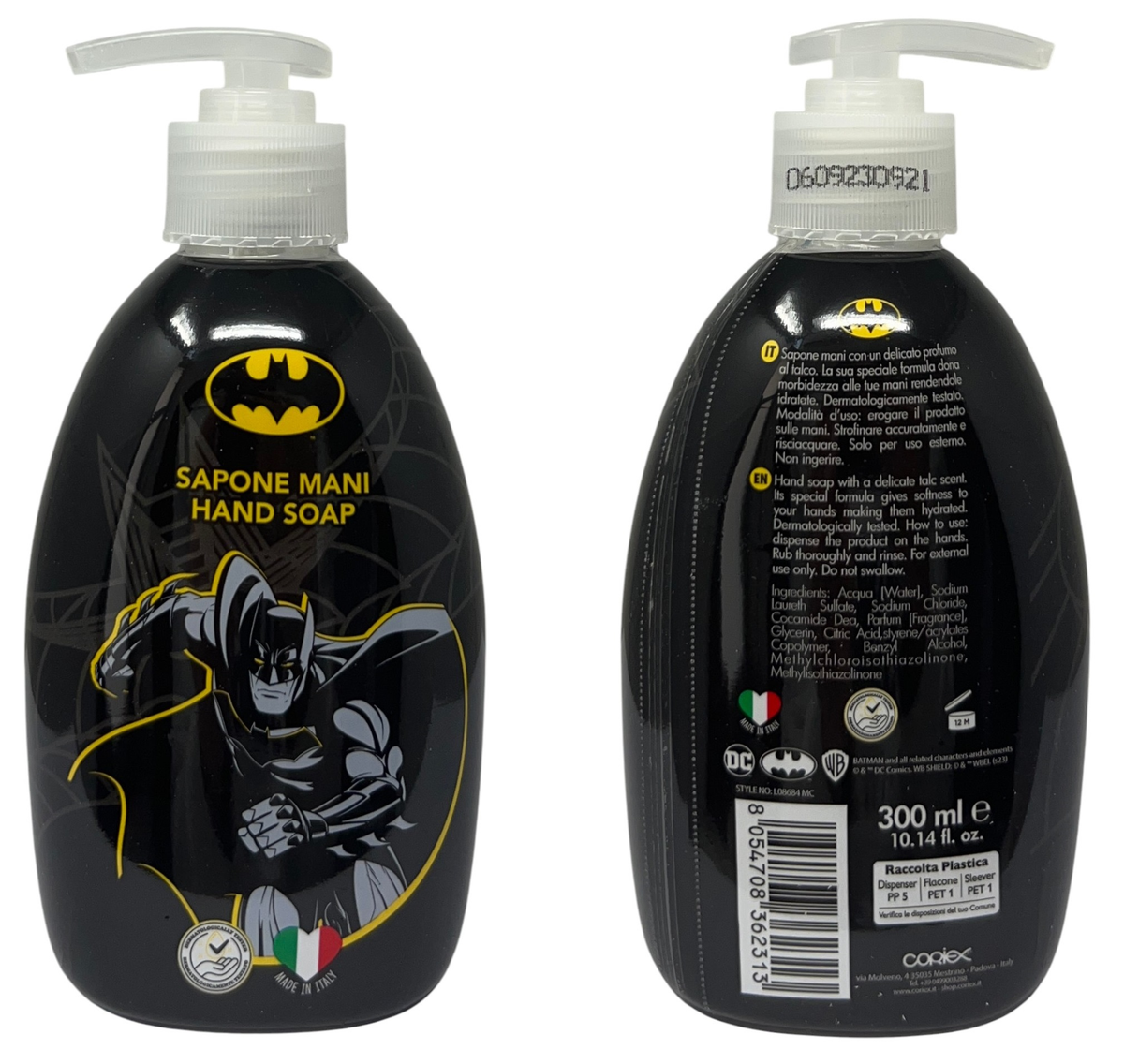 Set Cura Igiene Personale Batman 4 Pezzi Sapone Mani Dentifricio Spazzolino Bicchiere - L08687mc