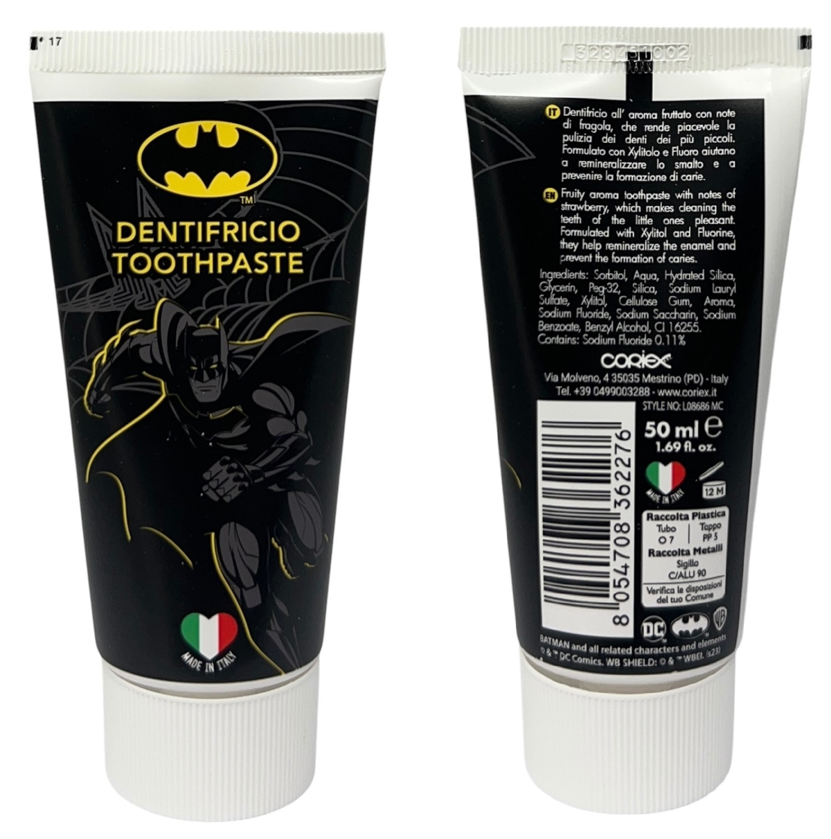 Set Cura Igiene Personale Batman 4 Pezzi Sapone Mani Dentifricio Spazzolino Bicchiere - L08687mc