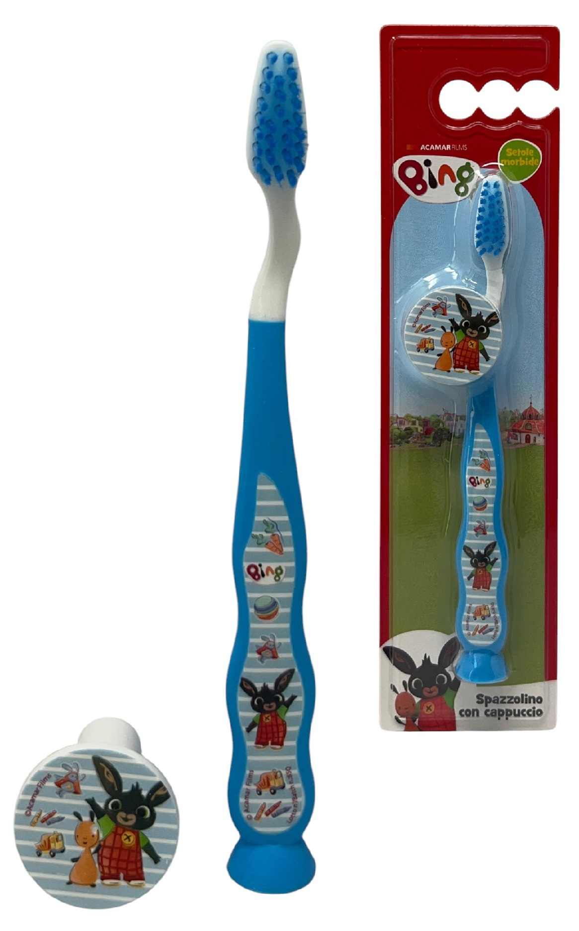 Spazzolino Bing con Cappuccio Setole Morbide Manico Ergonomico - Q05449mcazzurro