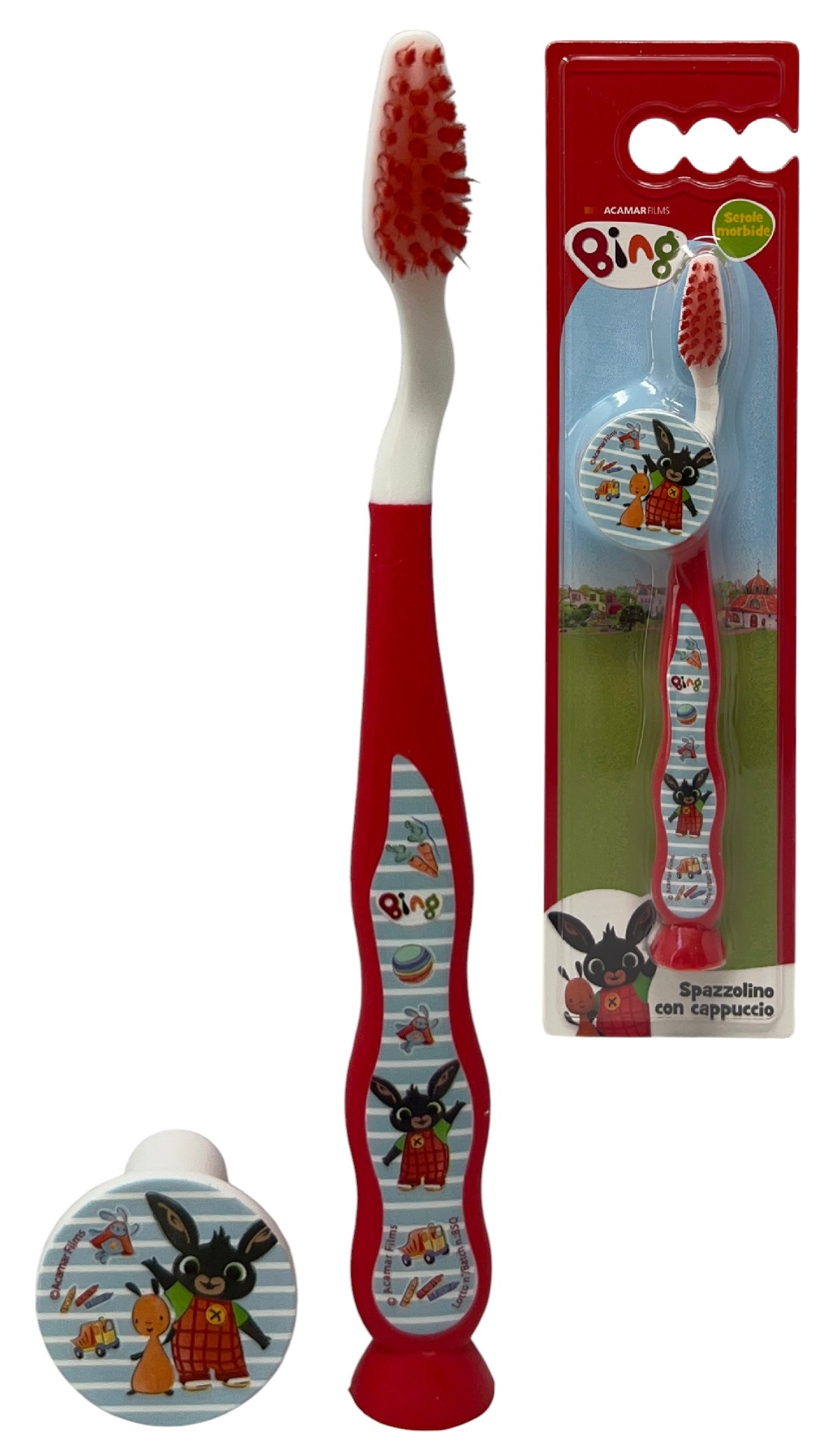 Spazzolino Bing con Cappuccio Setole Morbide Manico Ergonomico - Q05449mcrosso