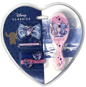 Set Accessori per Capelli Stitch DISNEY 7 Pezzi Mini Spazzola Forcine Elastici Fermaglio - D06576mc