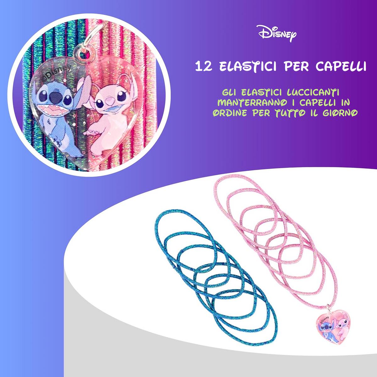 Set Accessori Capelli e Collana Stitch DISNEY 14 Pezzi Elastici Fermaglio - D06577mc