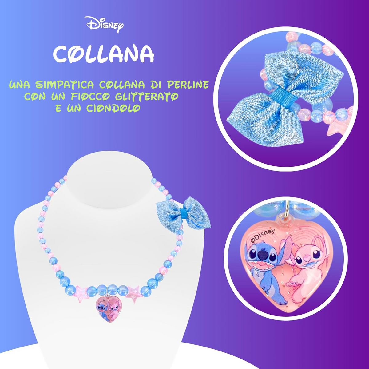 Set Accessori Capelli e Collana Stitch DISNEY 14 Pezzi Elastici Fermaglio - D06577mc