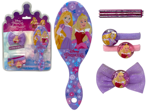 Set Accessori per Capelli Principesse DISNEY 7 Pezzi Mini Spazzola Forcine Elastici Fermaglio - D06566mc