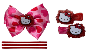 Set Accessori per Capelli Hello Kitty 7 Pezzi Mini Spazzola Forcine Elastici Fermaglio - H09331mc