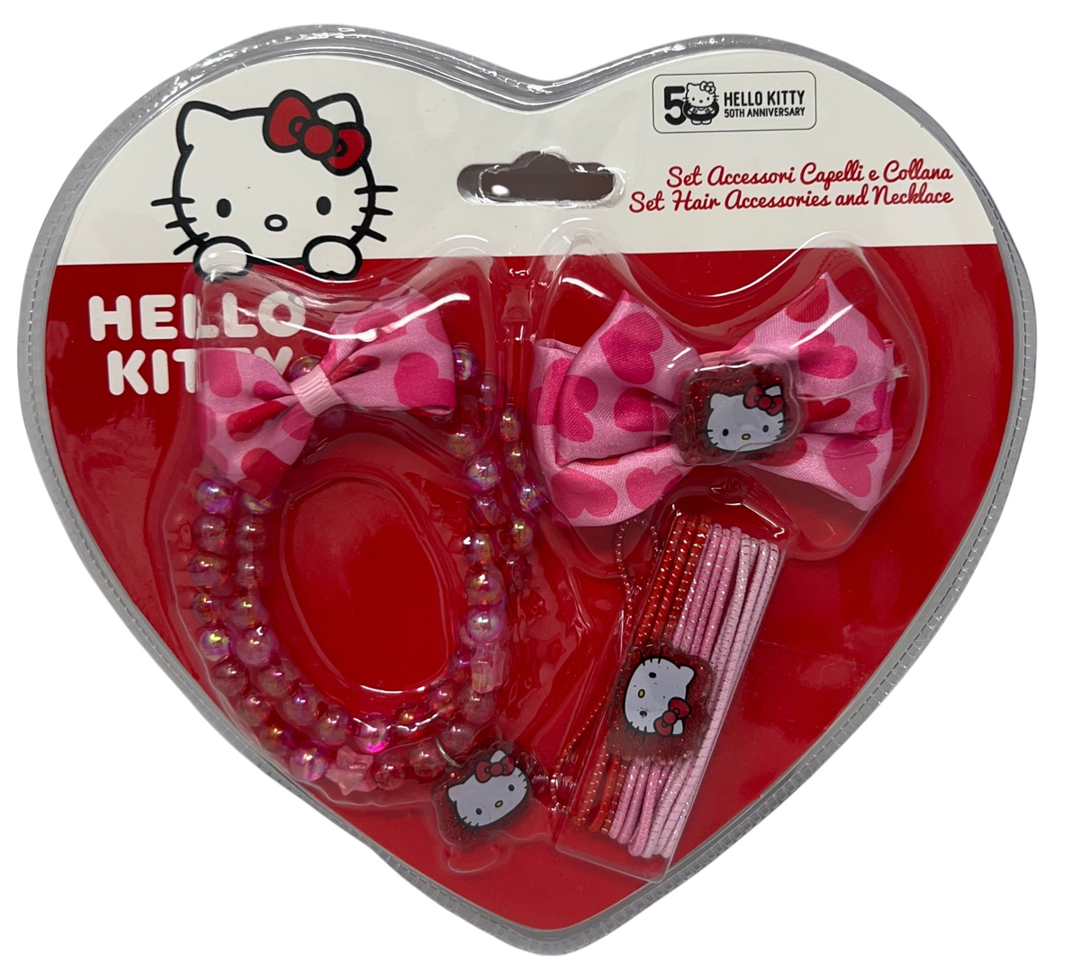 Set Accessori Capelli e Collana Hello Kitty 14 Pezzi Elastici Fermaglio - H09332mc