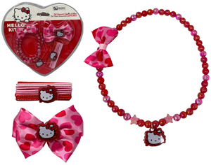 Set Accessori Capelli e Collana Hello Kitty 14 Pezzi Elastici Fermaglio - H09332mc