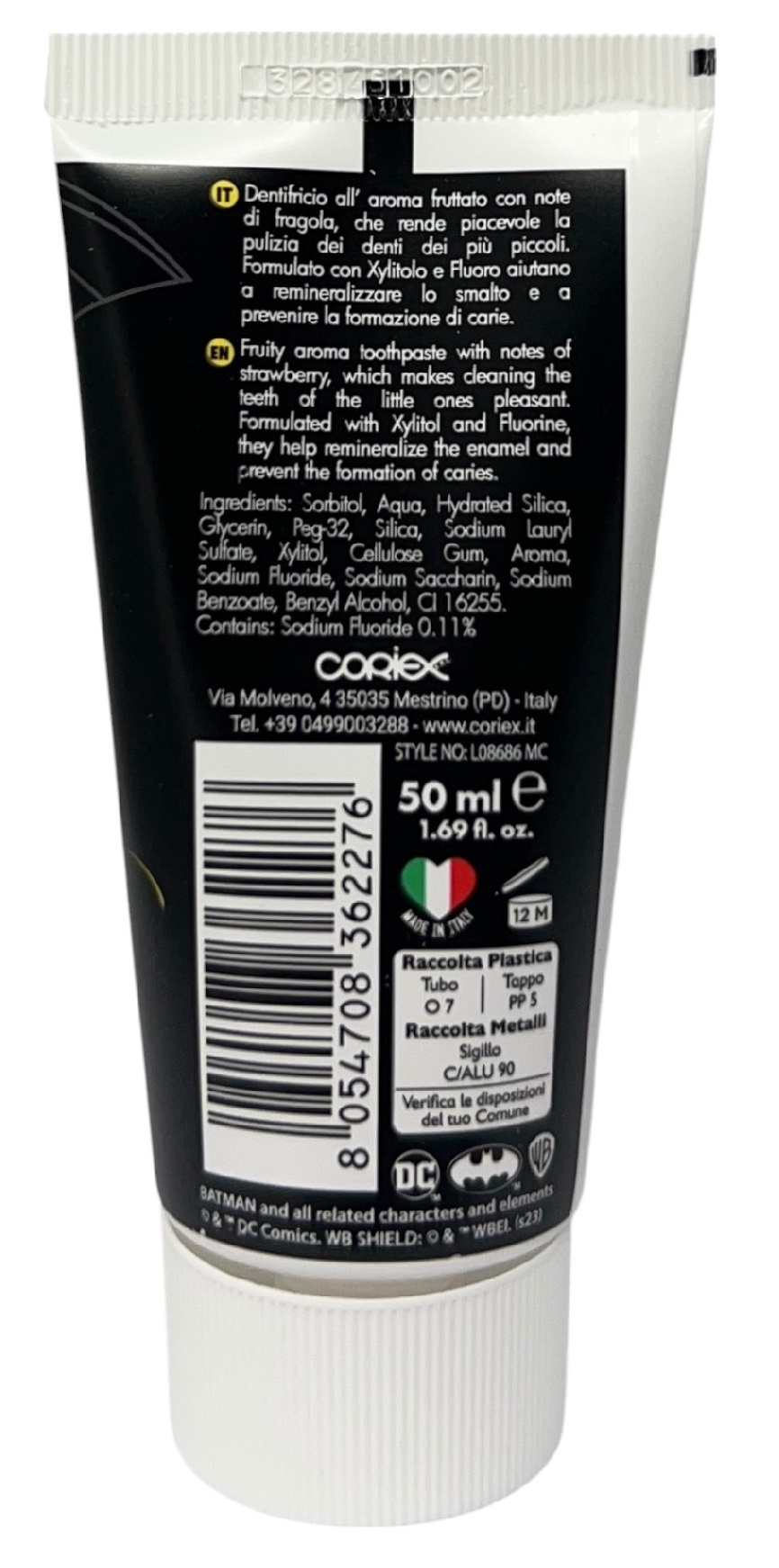 Dentrificio Batman Gusto Fragola Anticarie Floururo di Sodio 50 Ml - L08686mc