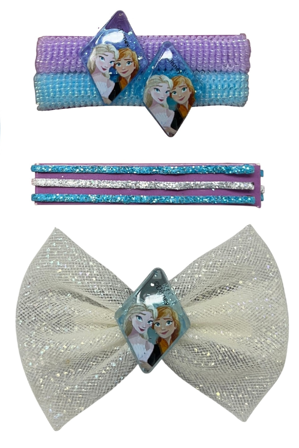 Set Accessori per Capelli Frozen DISNEY 7 Pezzi Mini Spazzola Forcine Elastici Fermaglio - D05376mc