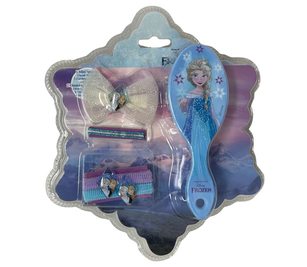 Set Accessori per Capelli Frozen DISNEY 7 Pezzi Mini Spazzola Forcine Elastici Fermaglio - D05376mc