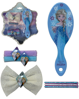Set Accessori per Capelli Frozen DISNEY 7 Pezzi Mini Spazzola Forcine Elastici Fermaglio - D05376mc