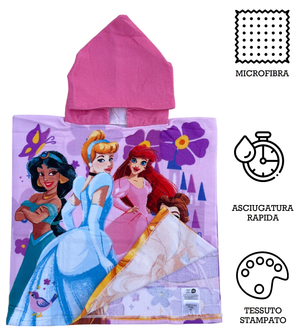 Poncho Mare Principesse DISNEY 100 X 50 CM Accappatoio per Bambini 100% Pl - Pri36-5097