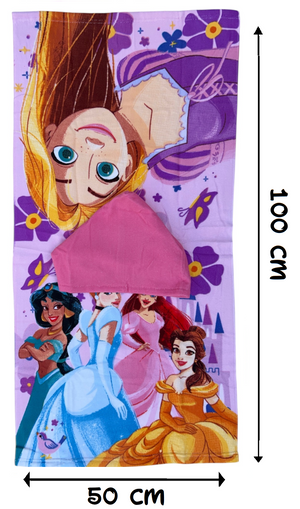 Poncho Mare Principesse DISNEY 100 X 50 CM Accappatoio per Bambini 100% Pl - Pri36-5097